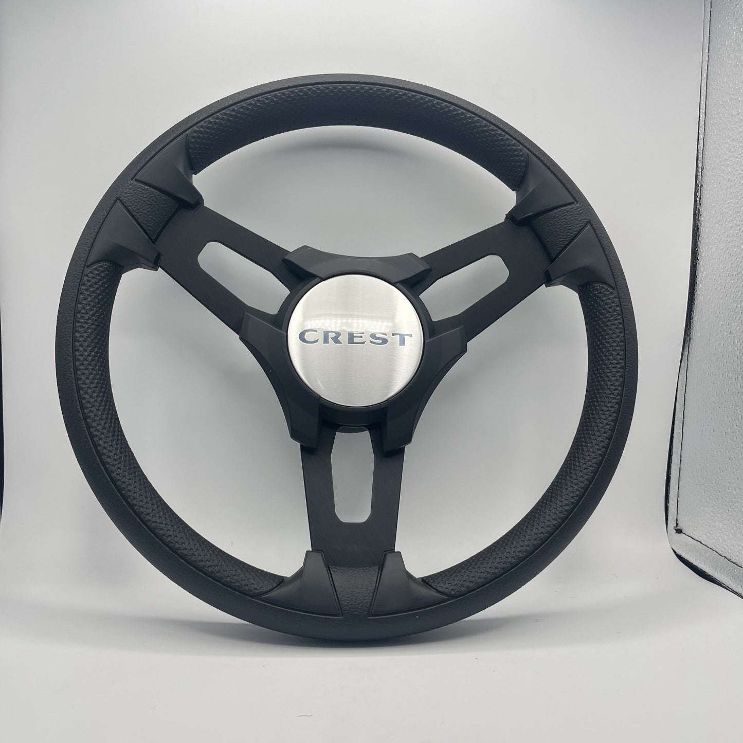 Gussi Italia Boat Model 15 Steering Wheel Black Brushed Alum Spokes |Blk Crest