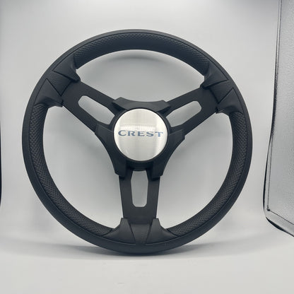 Gussi Italia Boat Model 15 Steering Wheel Black Brushed Alum Spokes |Blk Crest