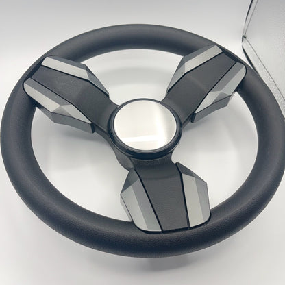 Collina Boat Steering Wheel Dark Gray Inserts - Blank Dome - Keyed ONLY
