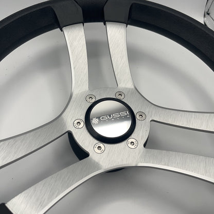 Benaco Boat Steering Wheel Brushed Aluminum Spokes | Gussi Snap-in