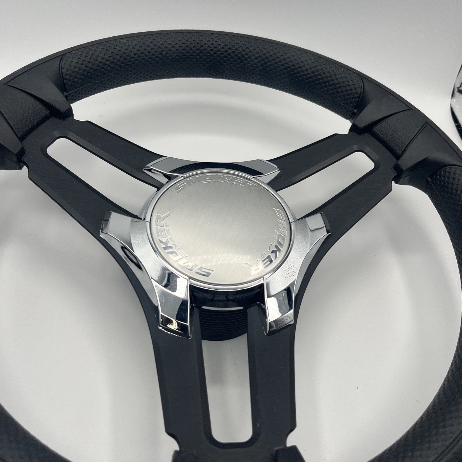 Gussi Italia Marine Steering Wheel Black Brush Metal Spokes | Smokercraft