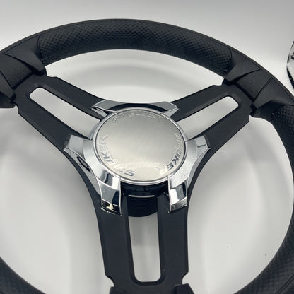 Gussi Italia Marine Steering Wheel Black Brush Metal Spokes | Smokercraft