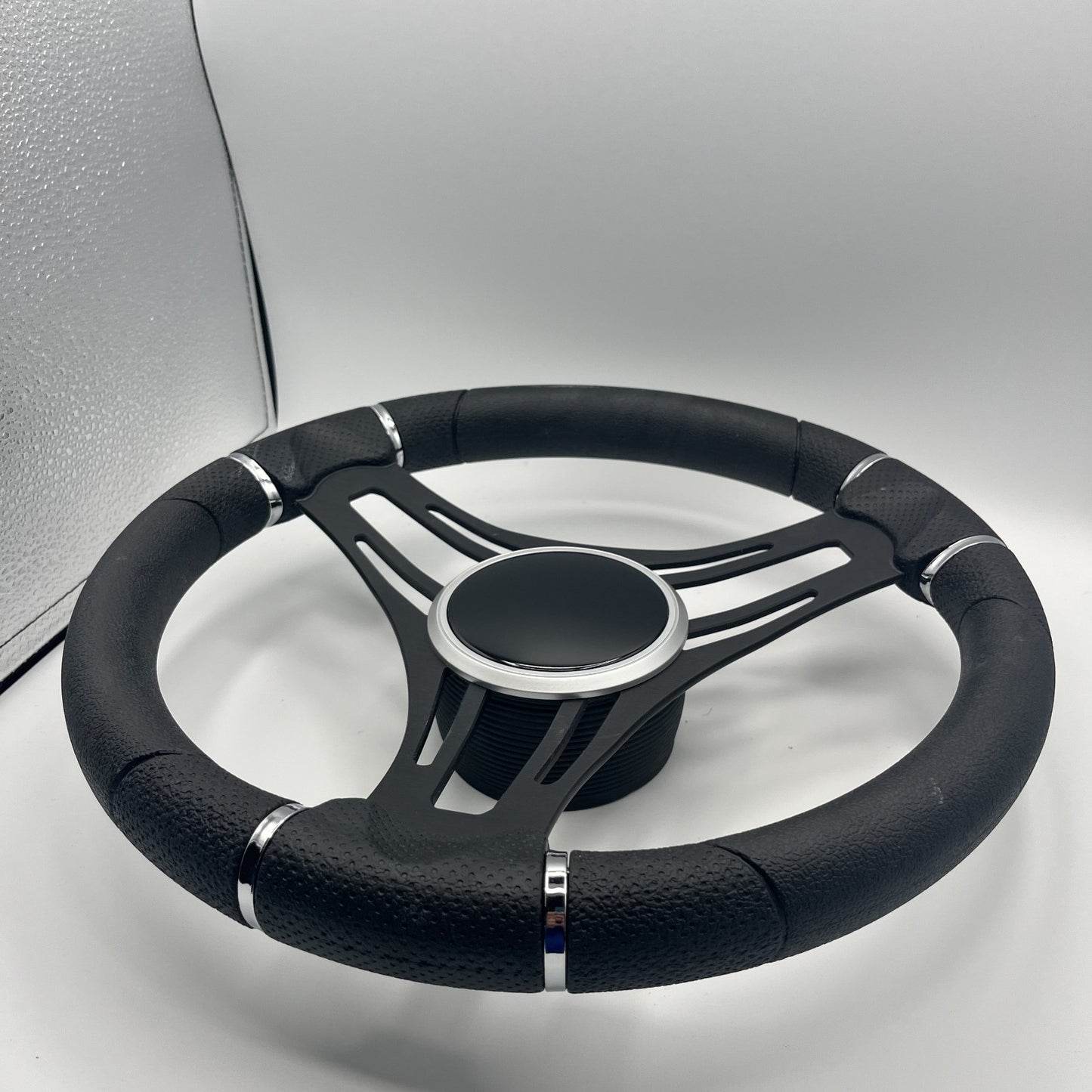 Gussi Italia Boat Steering Wheel Black Brushed Alum Spokes | Black Dome