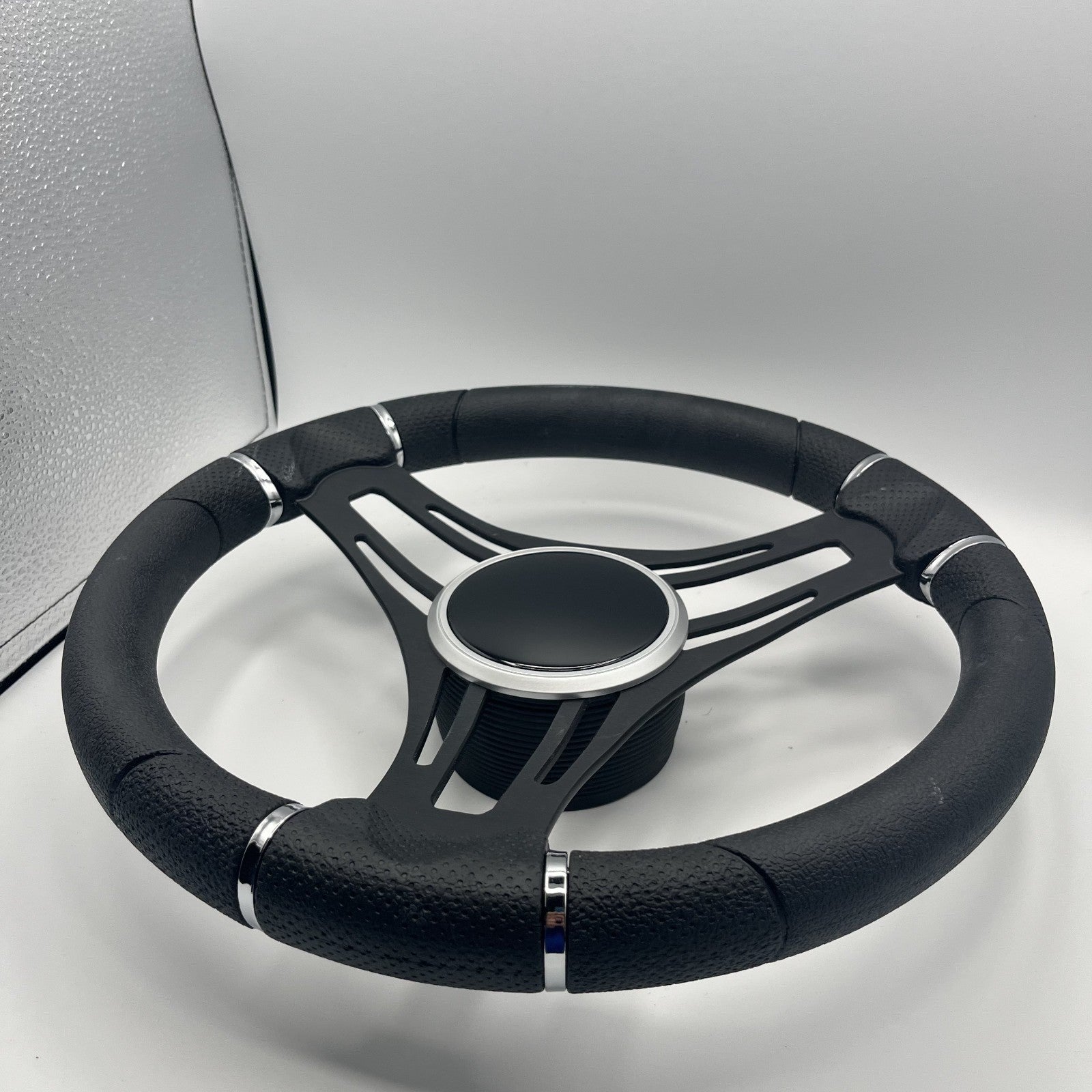 Gussi Italia Boat Steering Wheel Black Brushed Alum Spokes | Black Dome