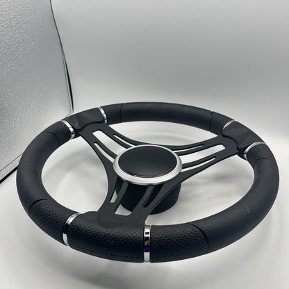 Gussi Italia Boat Steering Wheel Black Brushed Alum Spokes | Black Dome