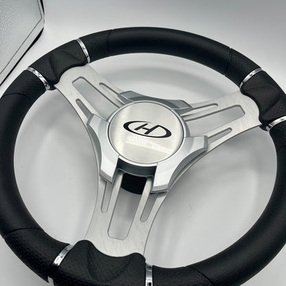 Verona Boat Steering Wheel Brush Alum Spoke KEYED or SPLINED HUB | Harris Kayot