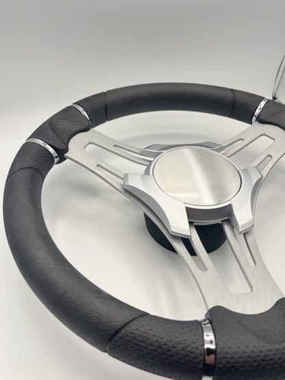 Verona Boat Steering Wheel Brushed Aluminum Spokes | Plain