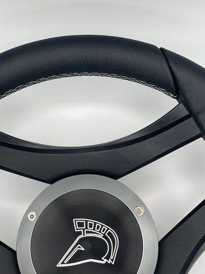 Durello Marine Steering Wheel, Black Leather Rim