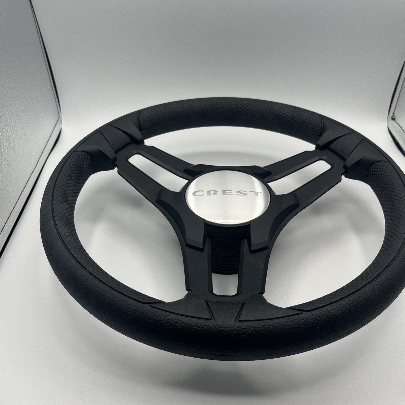Gussi Italia Marine Steering Wheel Black Brush Metal Spokes | Crest