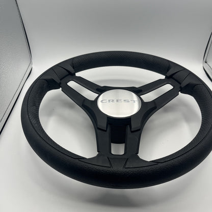 Gussi Italia Marine Steering Wheel Black Brush Metal Spokes | Crest