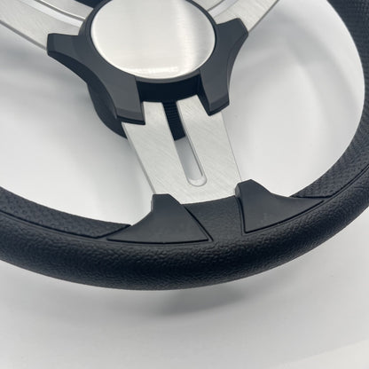 Model 15 Marine Steering Wheel Brush Alum Spokes | Black Blank