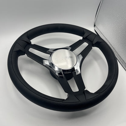 Gussi Italia Marine Steering Wheel Black Brush Metal Spokes | Gussi Logo