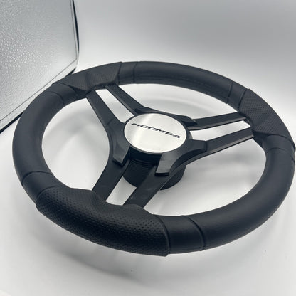 Molinara Marine Steering Wheel Black Brushed Alum Spokes | Moomba