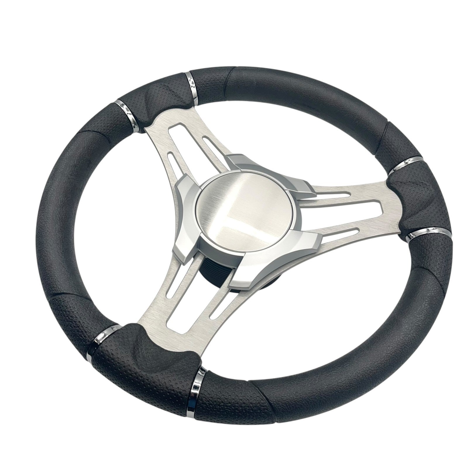 Verona Boat Steering Wheel Gray Brushed Aluminum Spokes KEYED or SPLINED HUB