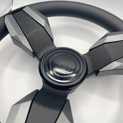 Collina Boat Steering Wheel Dark Gray Inserts - LG Black - Keyed ONLY
