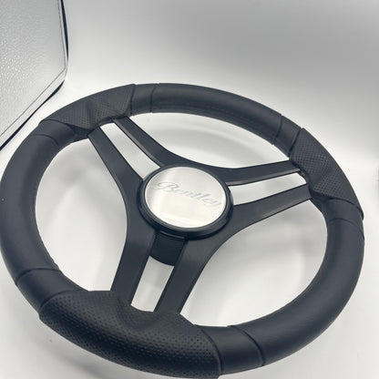 Molinara Marine Steering Wheel Black Brushed Alum Spokes | Bentley Boats