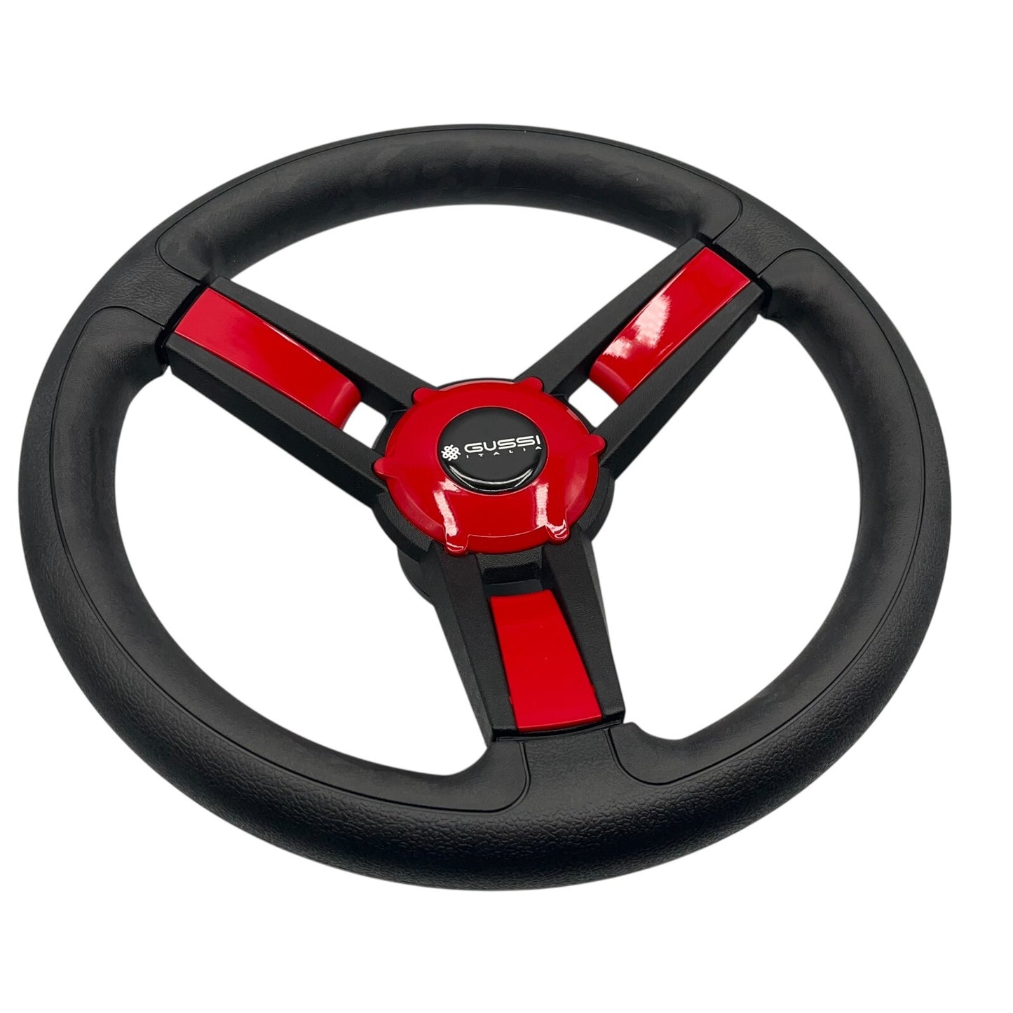 Giazza Golf Cart Steering E-Z-GO HUB Soft Touch Rim ABS Spokes - Red Inserts