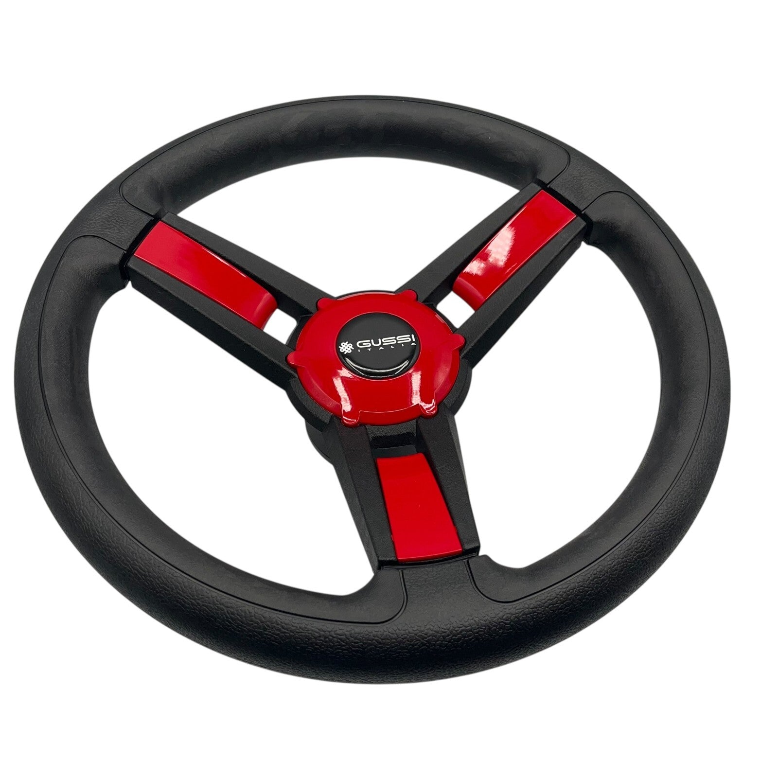 Giazza Golf Cart Steering E-Z-GO HUB Soft Touch Rim ABS Spokes - Red Inserts