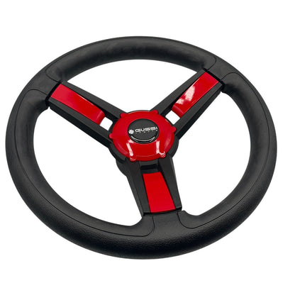 Giazza Golf Cart Steering E-Z-GO HUB Soft Touch Rim ABS Spokes - Red Inserts