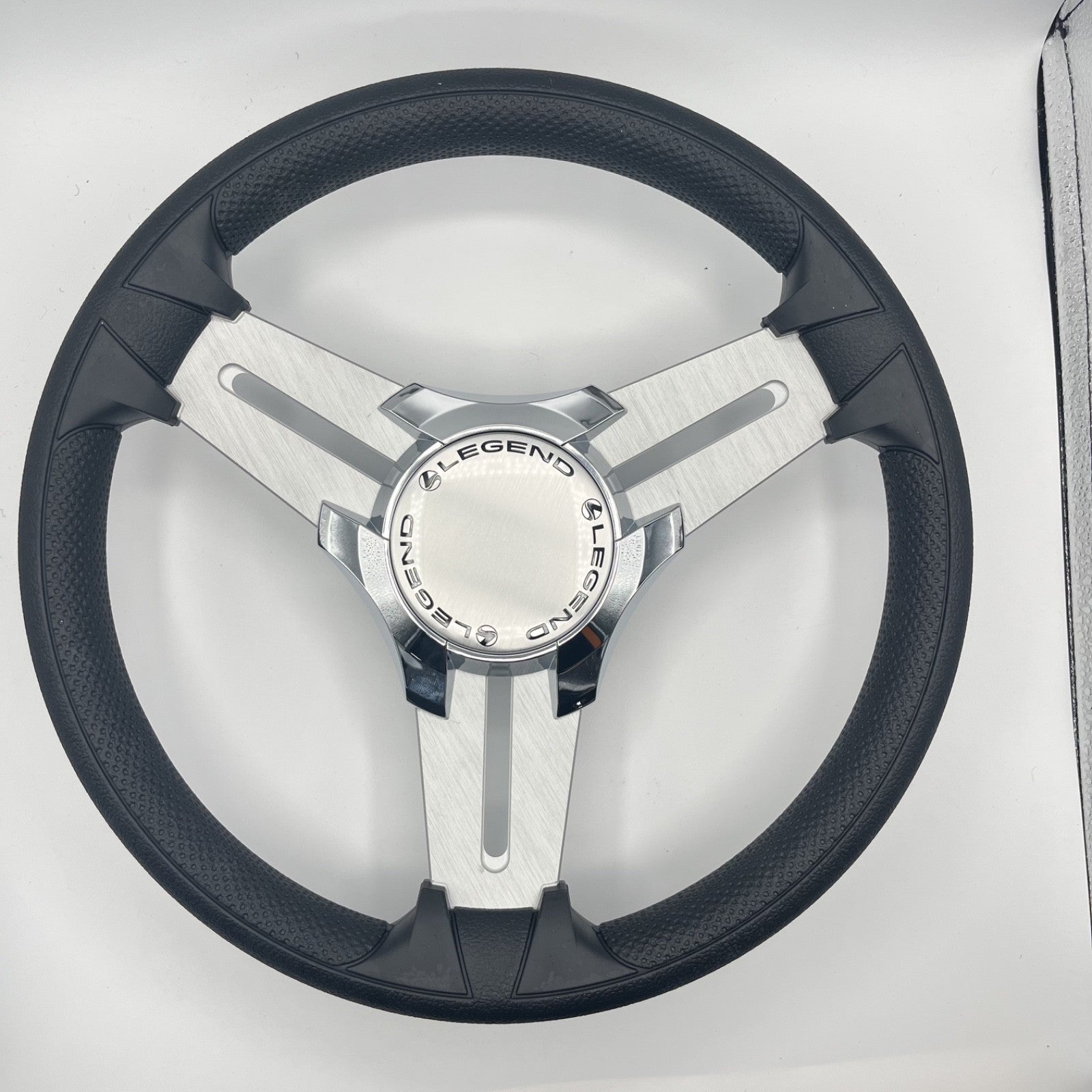 Model 15 Marine Steering Wheel Brush Alum Spokes | Legends Boats Chrome