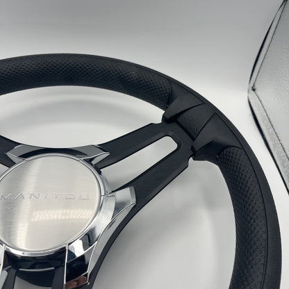 Gussi Italia Marine Steering Wheel Black Brush Metal Spokes | Manitou