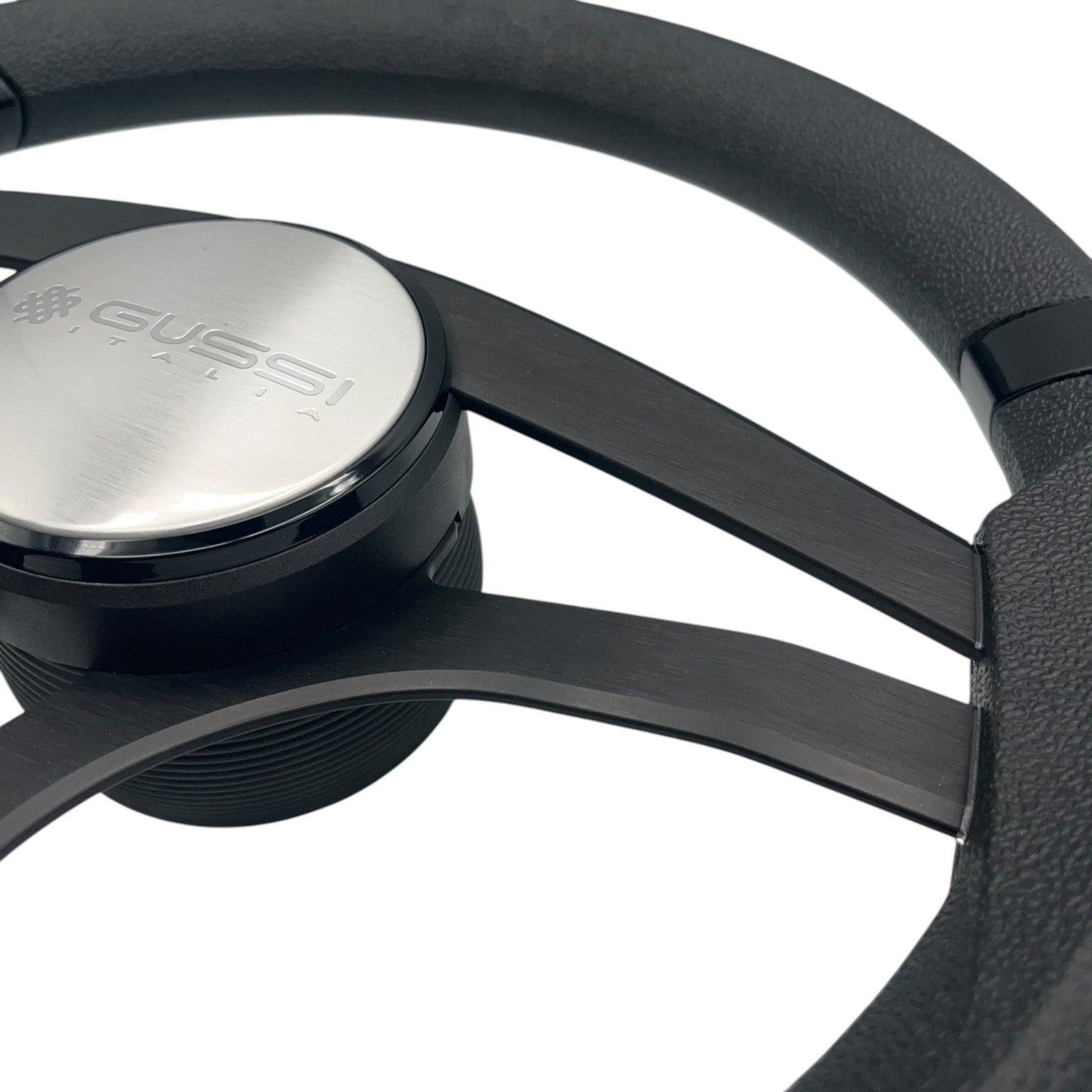 Badia Boat Steering Wheel Brushed Black Aluminum Spokes