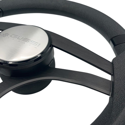 Badia Boat Steering Wheel Brushed Black Aluminum Spokes