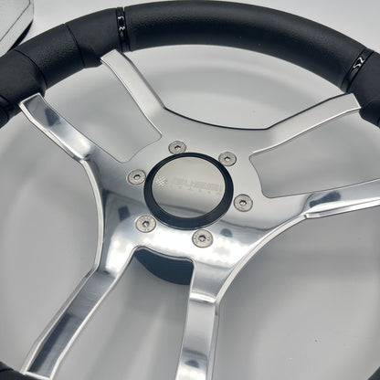 Malera Boat Steering Wheel Chrome Spokes | Snap in Stainless Gussi Cap