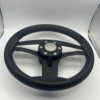Badia Boat Steering Wheel Brushed Black Aluminum Spokes | Blank Snap-in