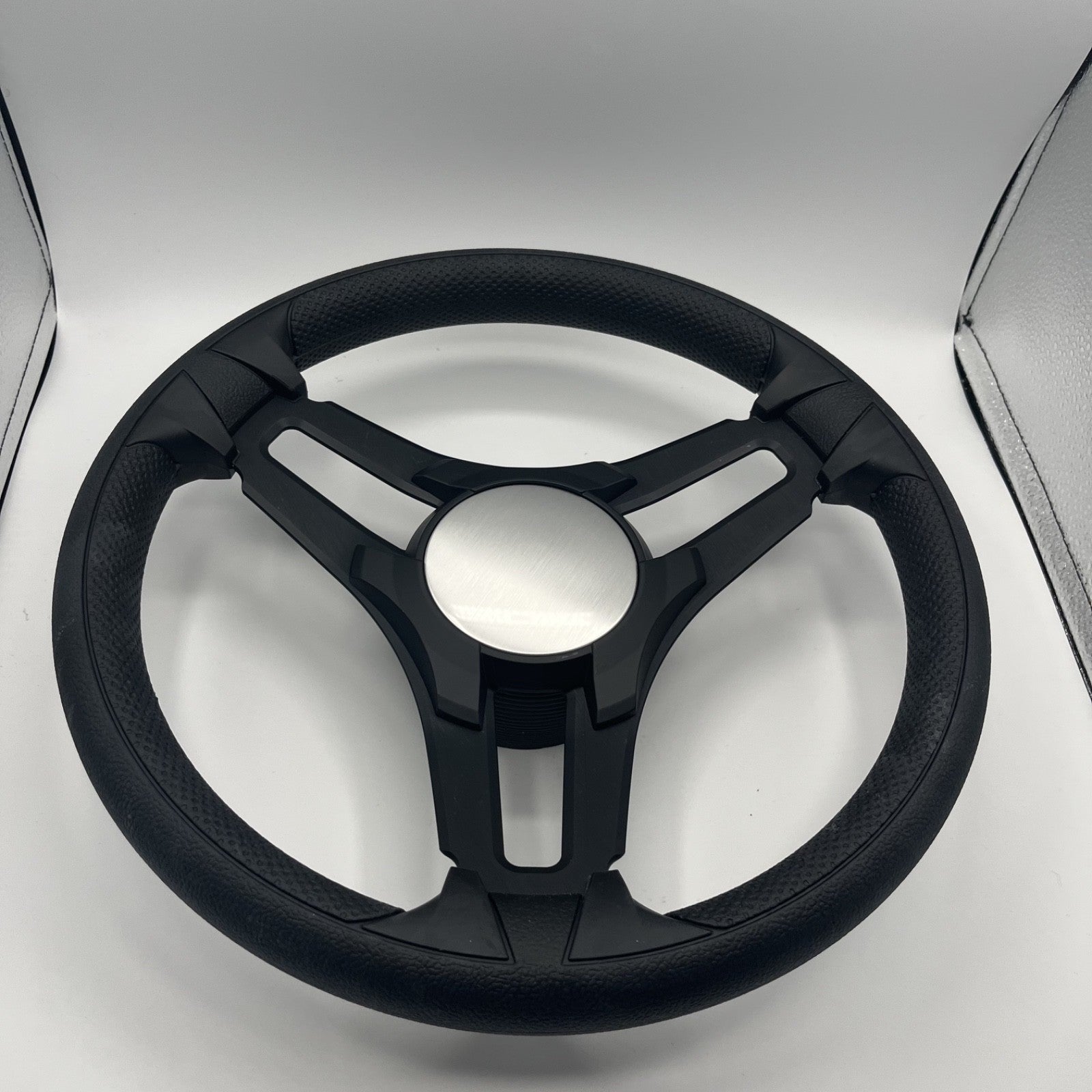 Gussi Italia Marine Steering Wheel Black Brush Metal Spokes | Plain