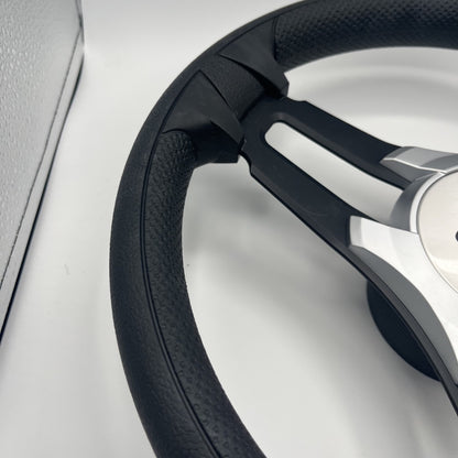 Gussi Italia Marine Steering Wheel Black Brush Metal Spokes | Harris Kayot