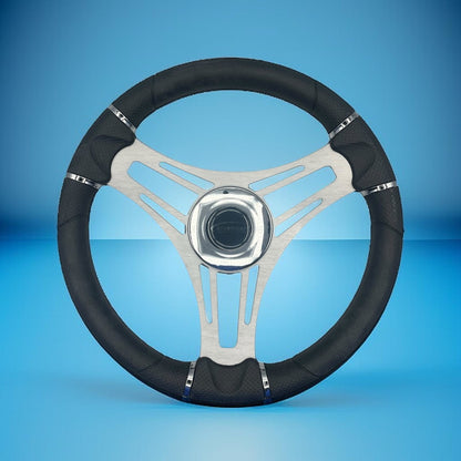 Verona Boat Steering Wheel Gray Brushed Aluminum Spokes | Stabicraft