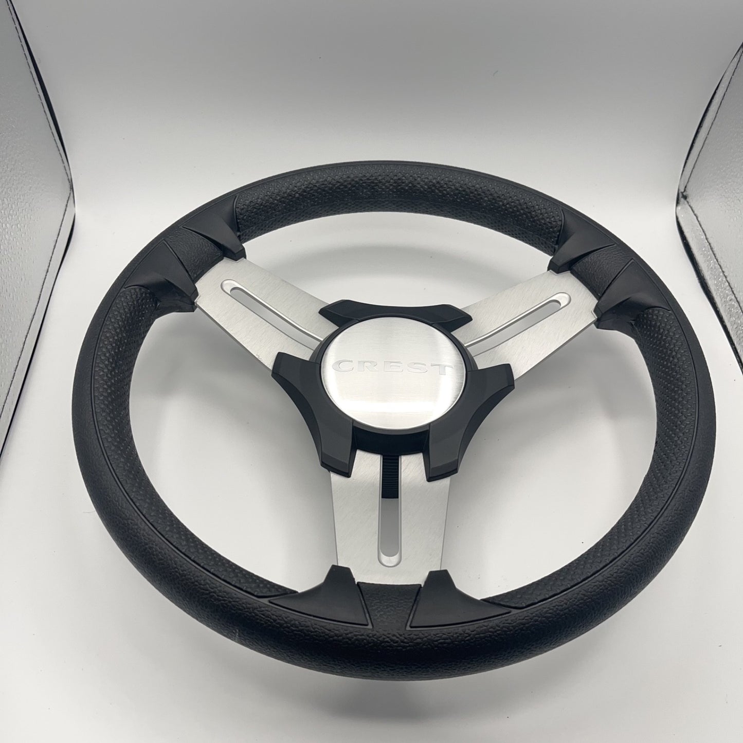 Model 15 Marine Steering Wheel Brushed Aluminum Spokes | Crest Logo