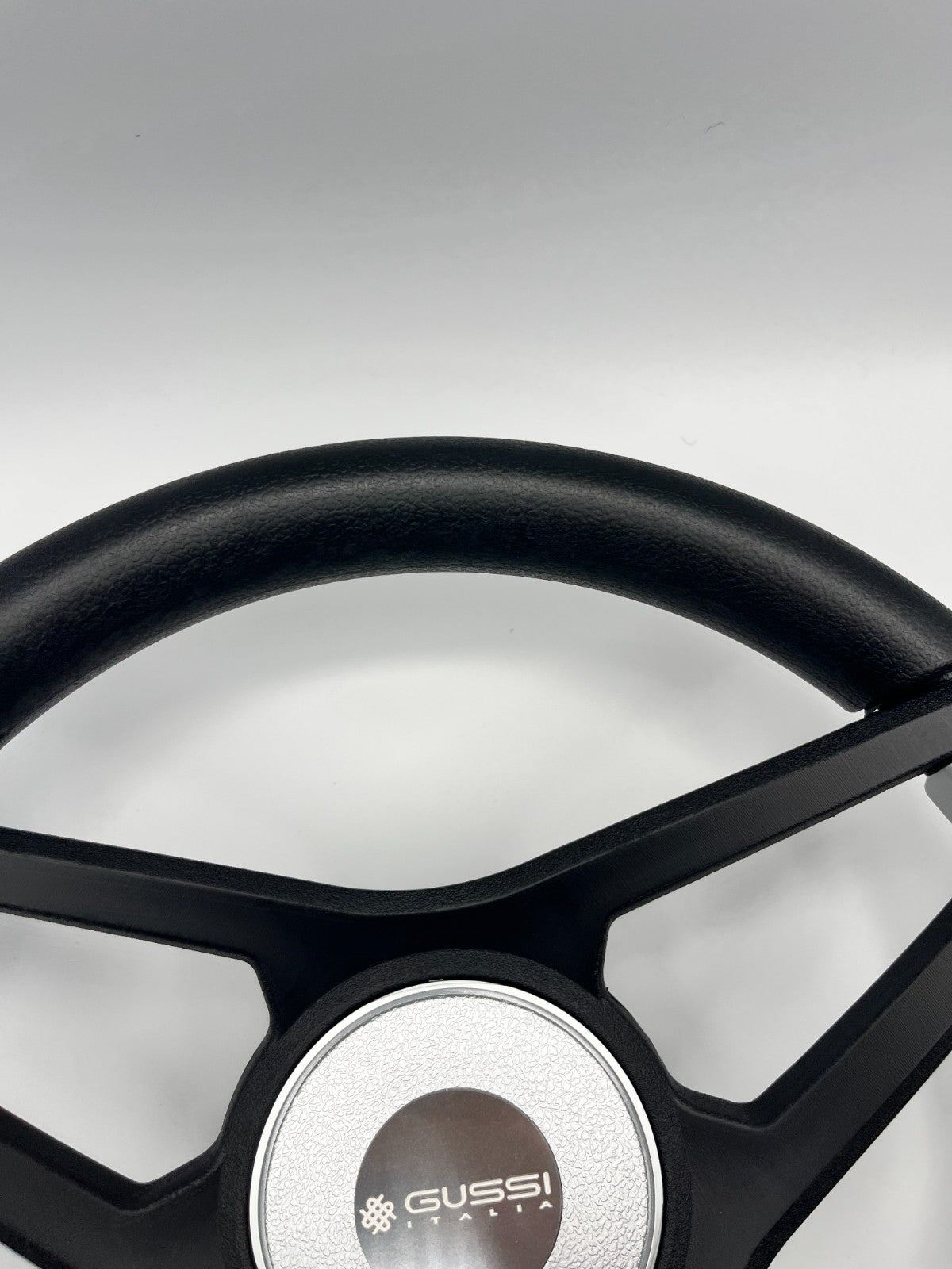 Molino Black w/Silver Accents Boat Steering Wheel | Gussi Italia Center Cap