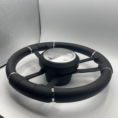 Malera Boat Steering Wheel Black Aluminum Spokes - Tige Boats
