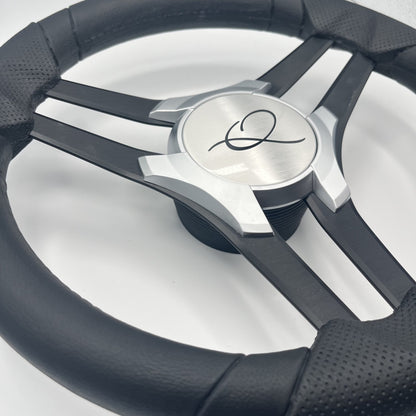 Molinara Marine Steering Wheel Black Brushed Alum Spokes | Apex