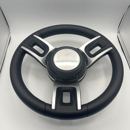 Gussi Italia Black Model 702 Steering Wheel | Monterey Boats Logo