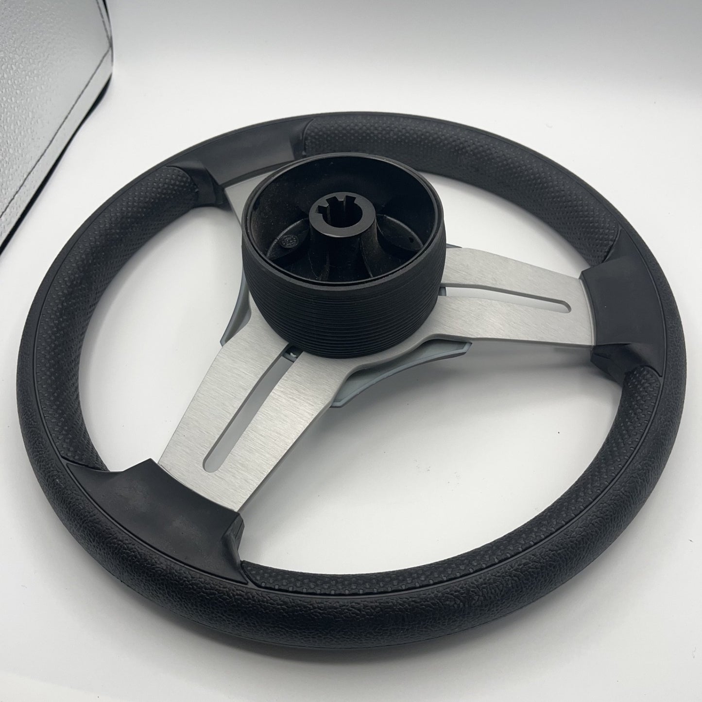 Model 15 Marine Steering Wheel Brushed Aluminum Spokes | Black Blank