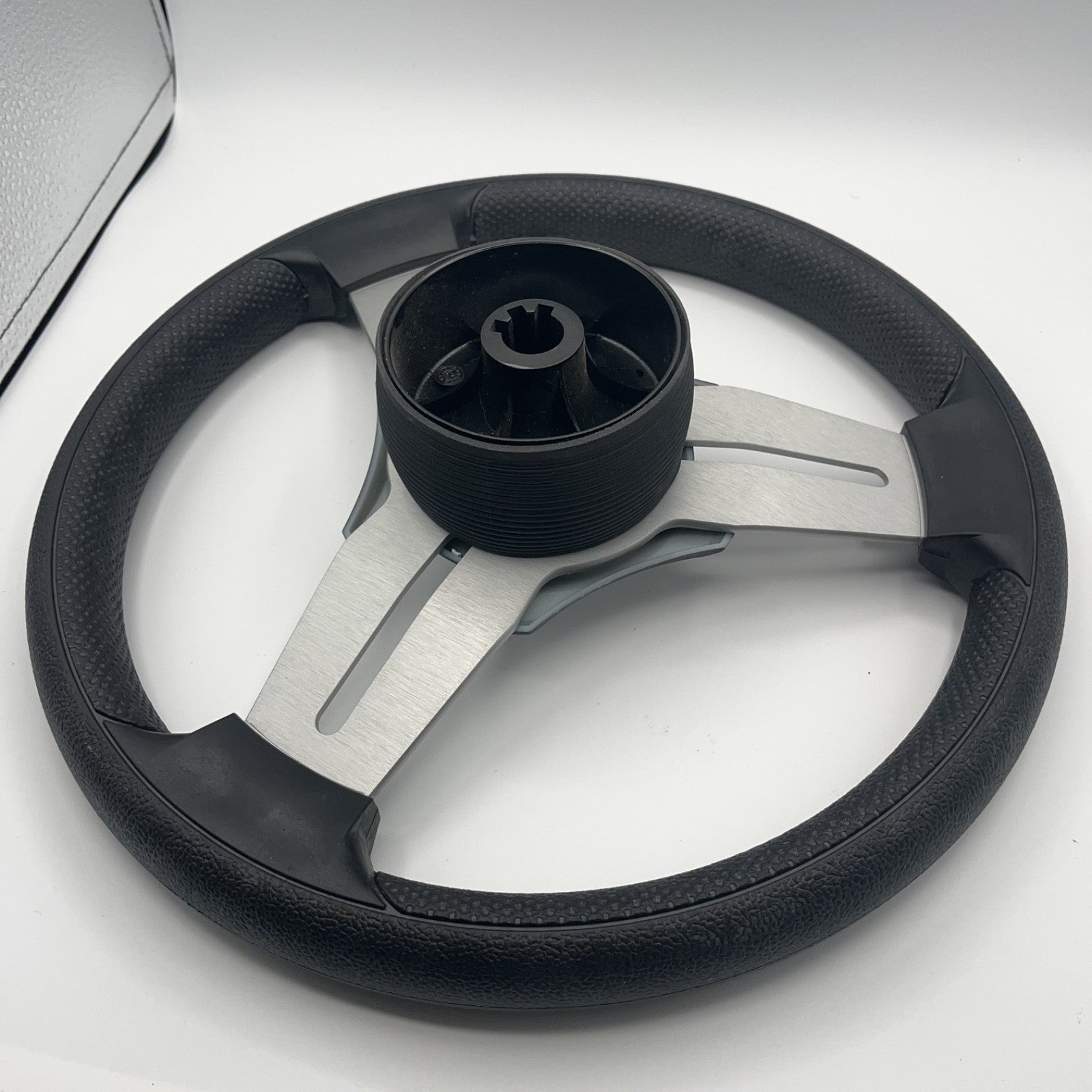 Model 15 Marine Steering Wheel Brushed Aluminum Spokes | Black Blank