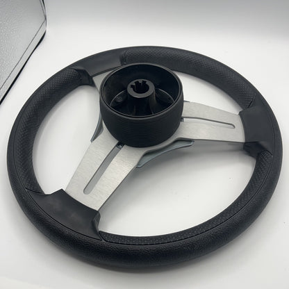 Model 15 Marine Steering Wheel Brushed Aluminum Spokes | Black Blank