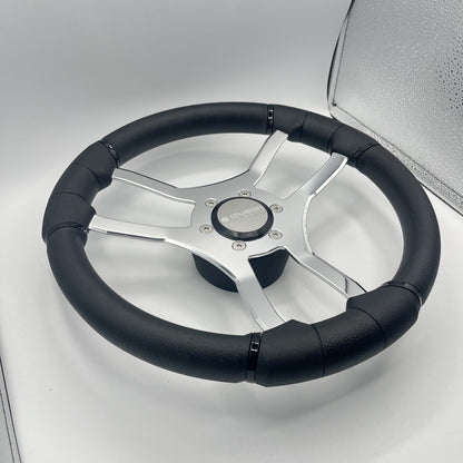 Malera Boat Steering Wheel Chrome Spokes | Snap in Stainless Gussi Cap