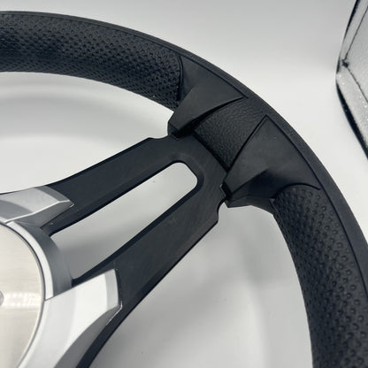 Gussi Italia Marine Steering Wheel Black Brush Metal Spokes | Harris Kayot