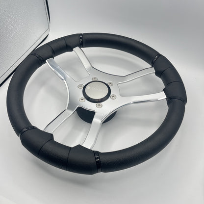 Malera Boat Steering Wheel Chrome Spokes | Snap in Stainless Gussi Cap