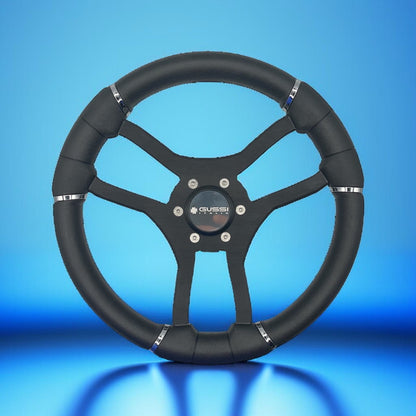 Malera Boat Steering Wheel Black Aluminum Spokes | Gussi Snap-in