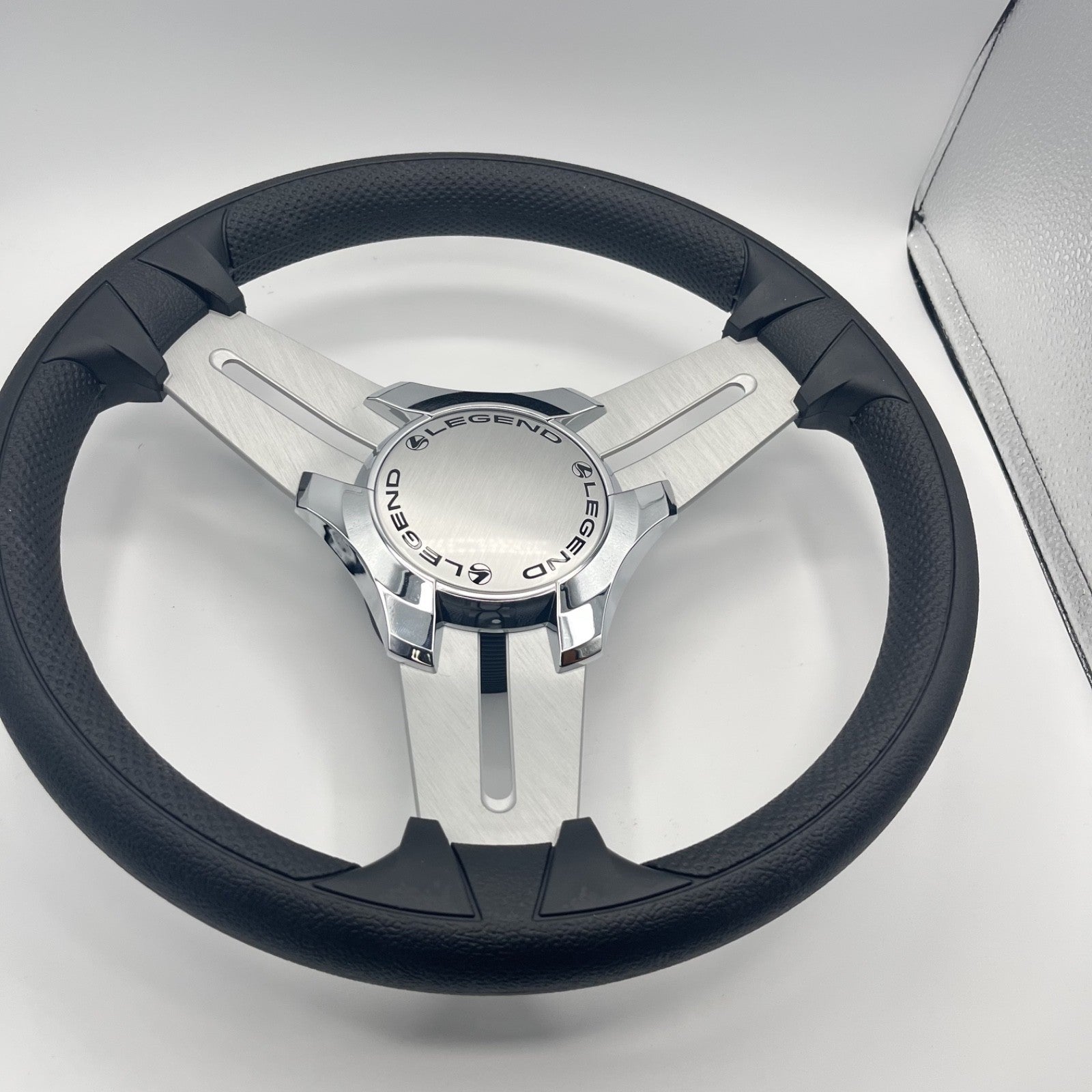 Model 15 Marine Steering Wheel Brush Alum Spokes | Legends Boats Chrome