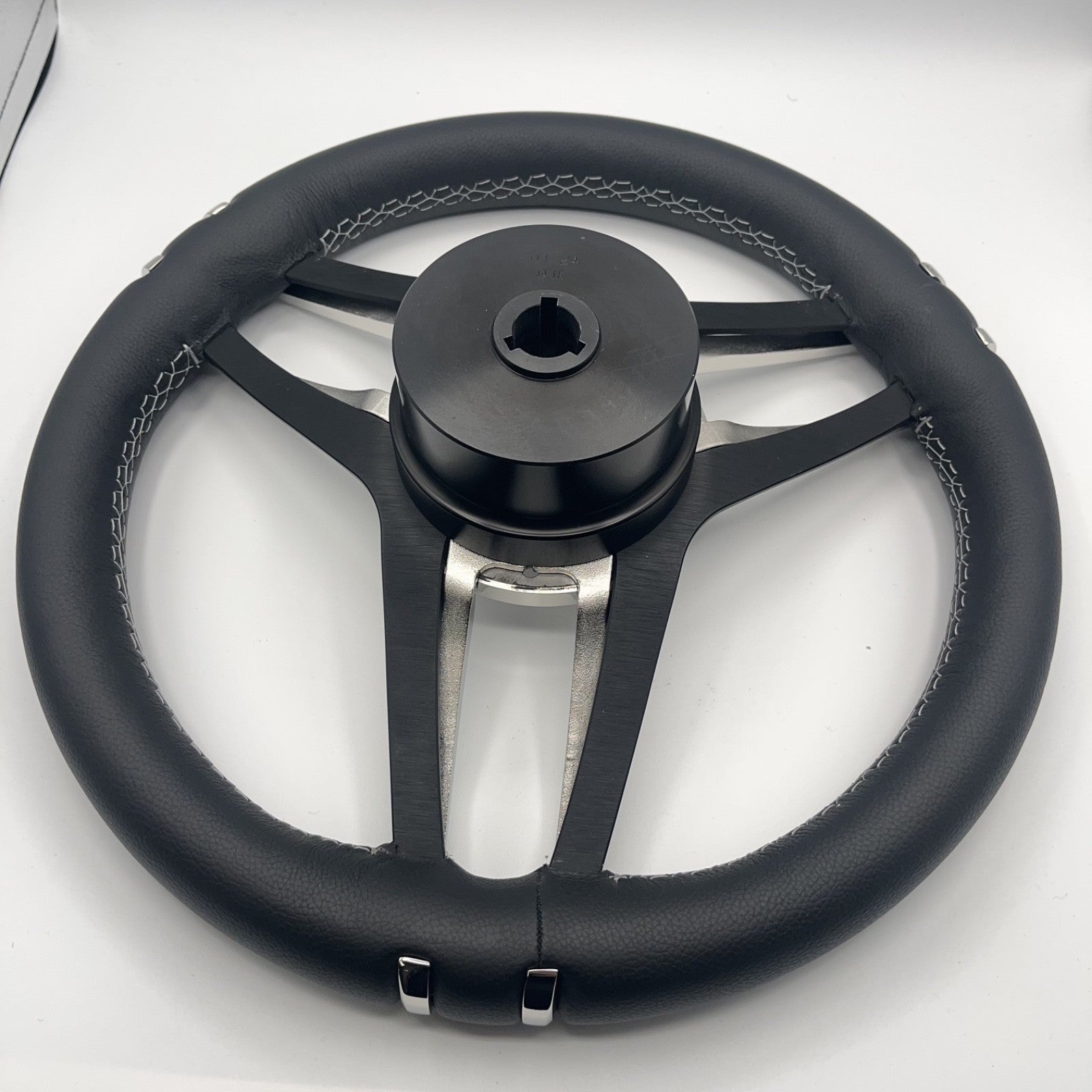 Gussi Italia Boat Steering Wheel Stainless Steel Spoke Leather Rim | APEX Boats