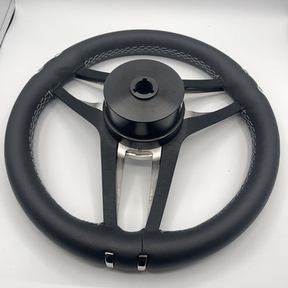 Gussi Italia Boat Steering Wheel Stainless Steel Spoke Leather Rim | APEX Boats