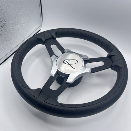 Gussi Italia Boat Model 15 Steering Wheel Black Brushed Alum Spokes | Apex
