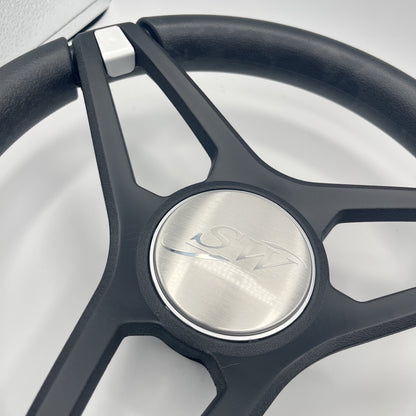 Molino Black w/Soft Touch Urethane Rim Boat Steering Wheel | Blue Wave