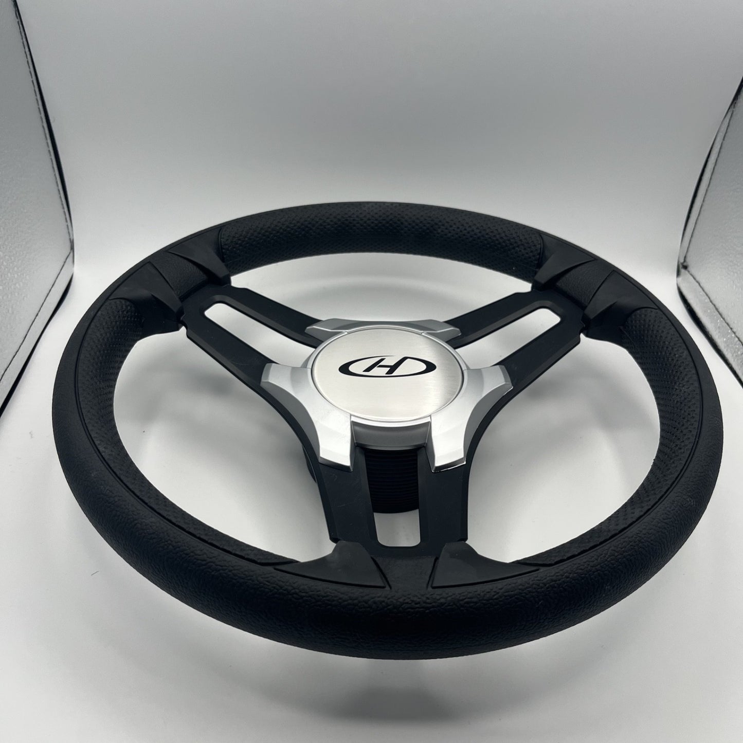 Gussi Italia Marine Steering Wheel Black Brush Metal Spokes | Harris Kayot